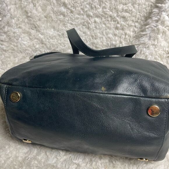 Fossil Sydney leather Navy Blue medium tote with silver tone hardwares - Picture 6 of 12